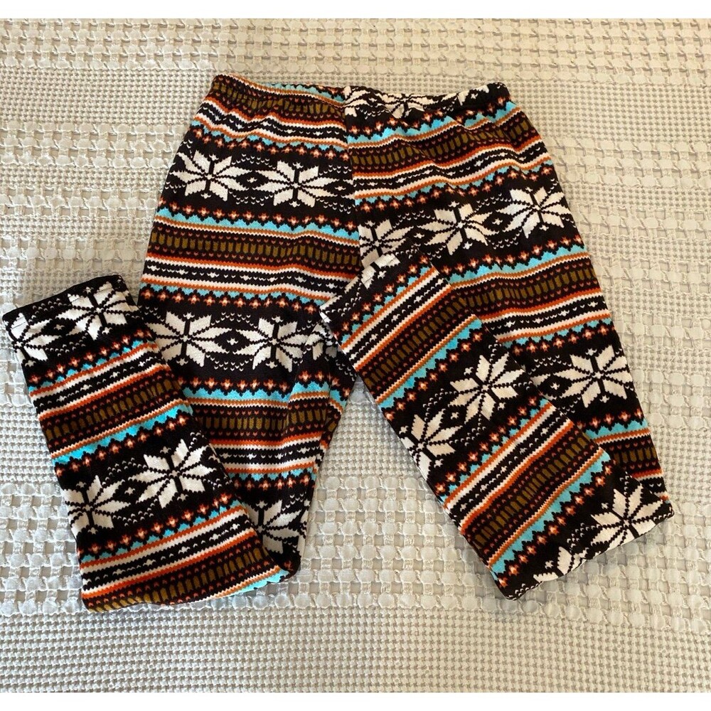 Glacier Canyon Mink Fleece Pants‎ Leggings Size Large 14 - 16 Snowflakes! Teal - Picture 3 of 8